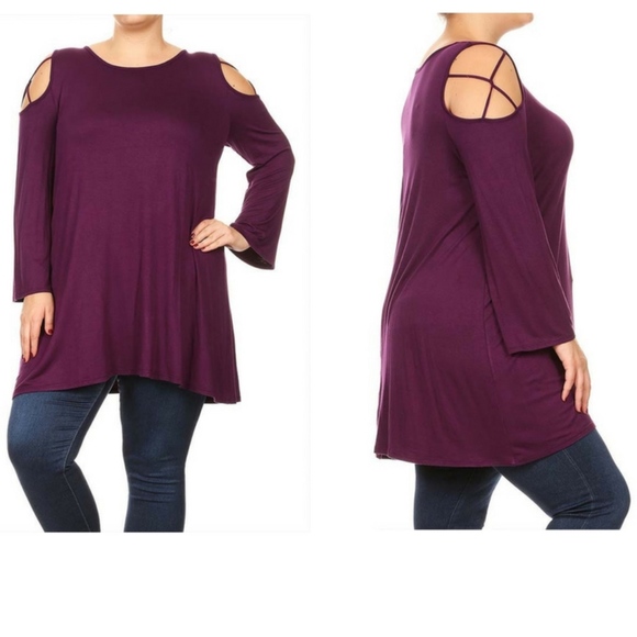 Plus Size Purple Cutout Top - Picture 1 of 2